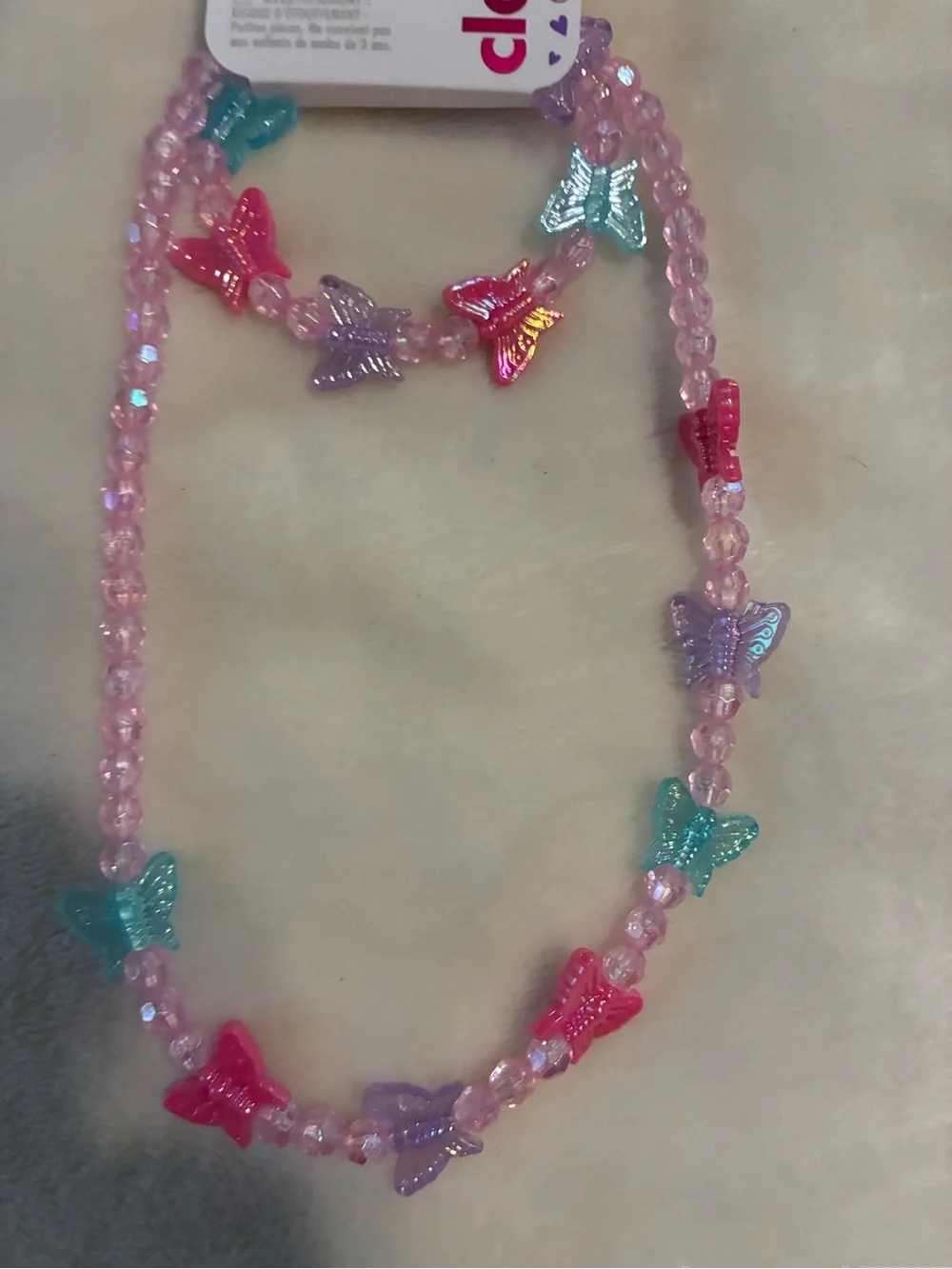 Claire's Pink Butterfly Bead Necklace for Kids